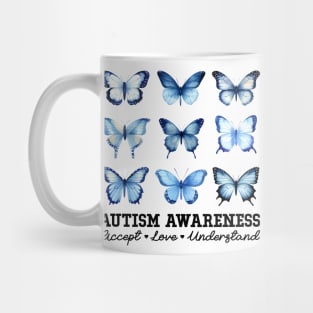 In April We Wear Blue Butterfly Autism Mug